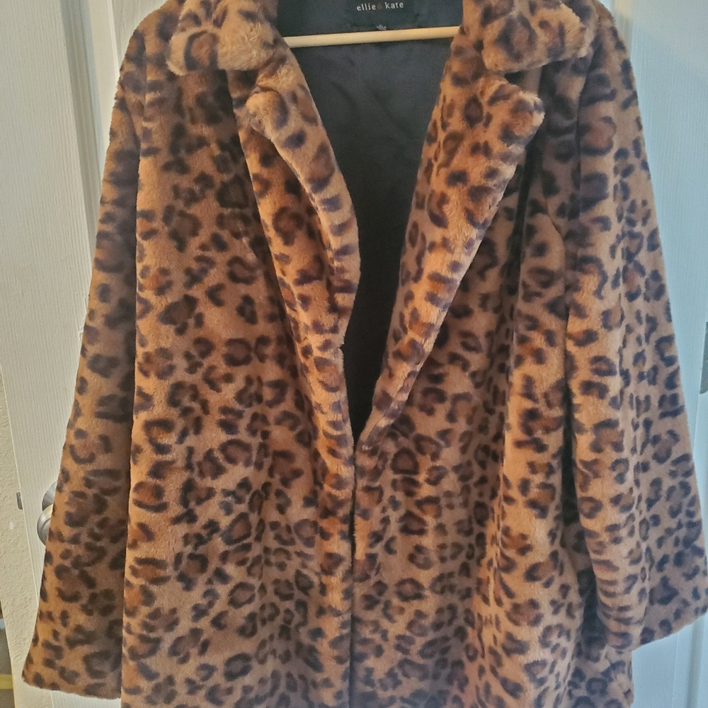 Leopard Print Faux Fur Coat